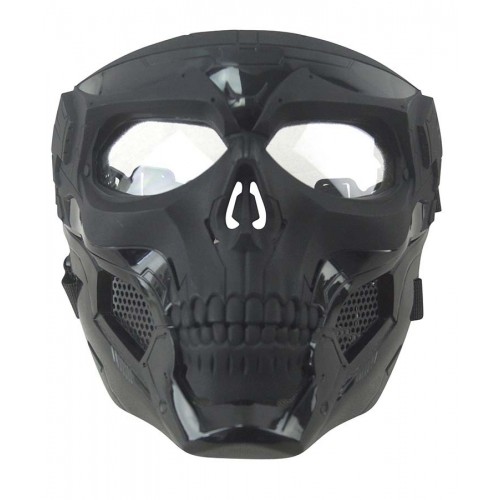 Kombat UK Skull Messenger Mask (BK), The Skull Messenger Mask is a striking and functional accessory designed for tactical and airsoft enthusiasts looking to add style and ventilation to their setup